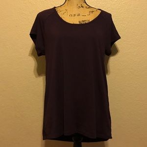 Plum colored workout shirt with low back
